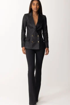 Elisabetta Franchi Giacca Doppiopetto In Tweed LaminatoNERO