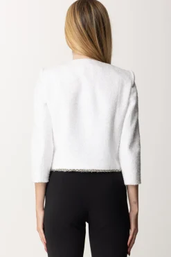 Elisabetta Franchi Giacca Corta In Tweed Lurex con CharmsAVORIO