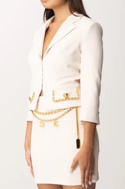 Elisabetta Franchi Giacca Cropped In Crêpe Stretch con CatenaBURRO