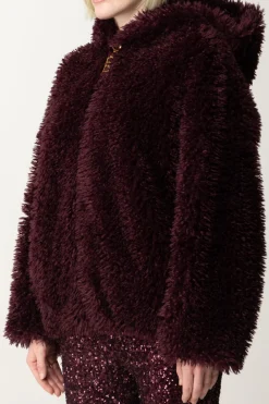 Elisabetta Franchi Giubbotto Effetto Morbido con CappuccioROUGE NOIR