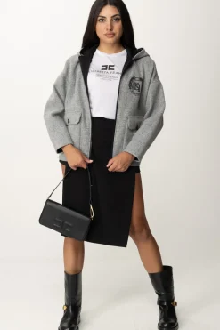 Elisabetta Franchi Giubbotto In Panno con Zip e CappuccioGRIGIO MELANGE