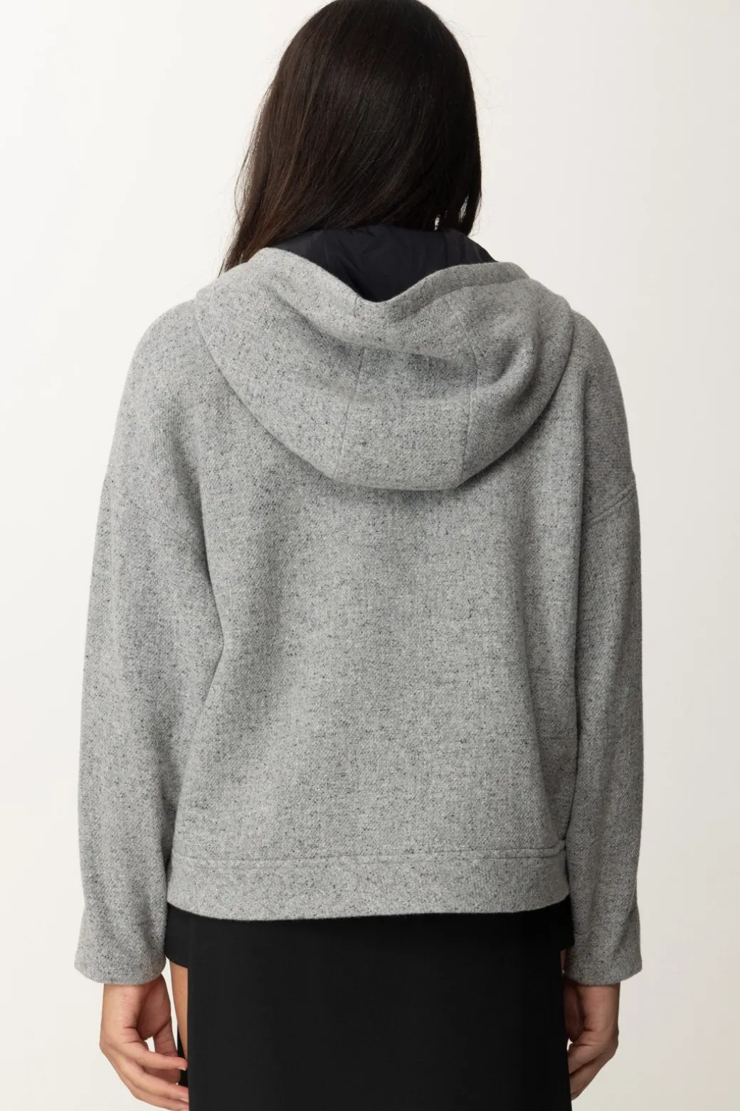 Elisabetta Franchi Giubbotto In Panno con Zip e CappuccioGRIGIO MELANGE