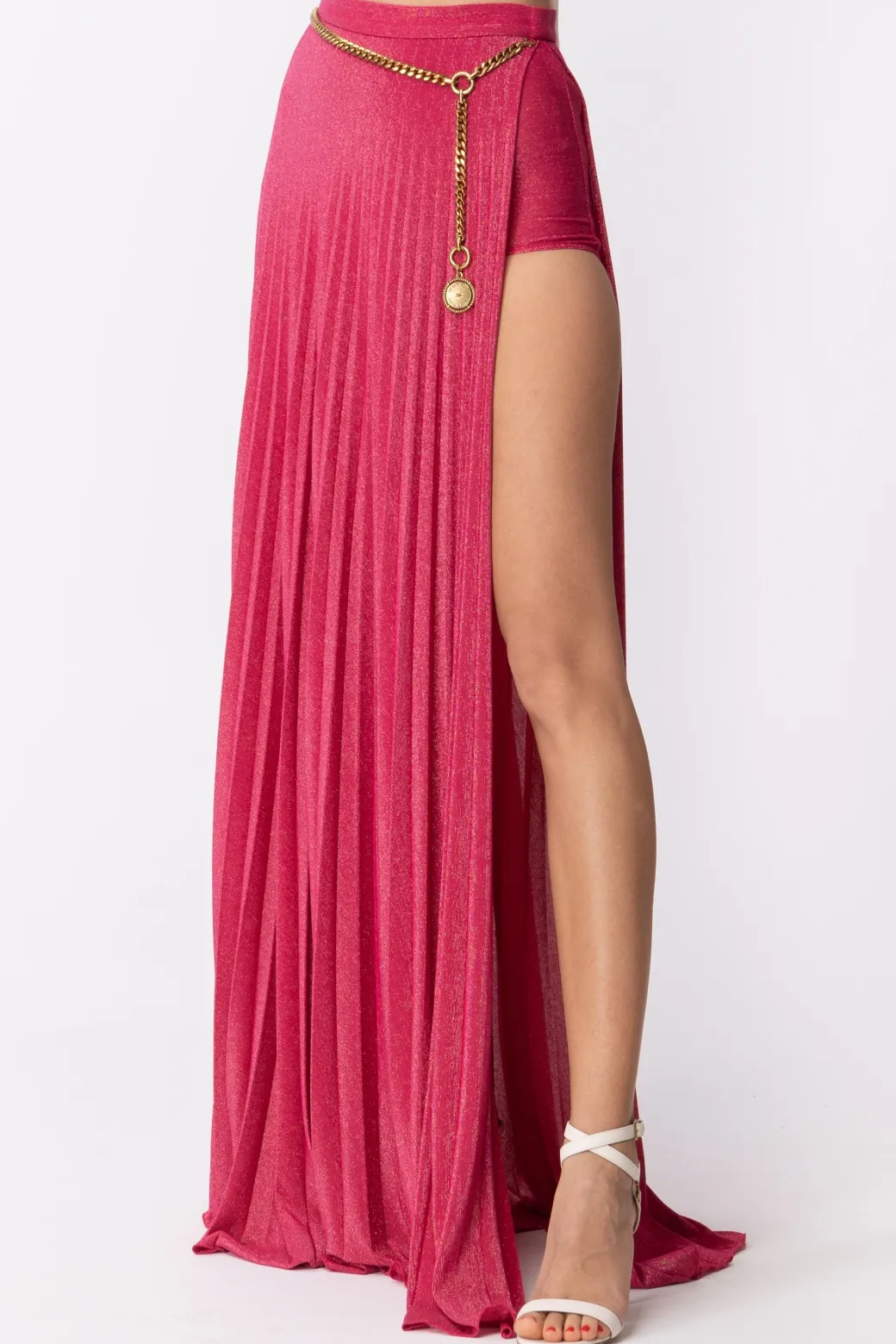 Elisabetta Franchi Gonna Plissettata In LurexFUXIA