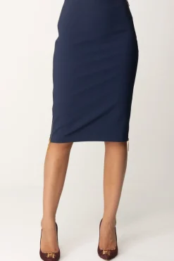 Elisabetta Franchi Gonna Midi a Tubo con ZipNAVY