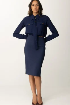 Elisabetta Franchi Gonna Midi a Tubo con ZipNAVY