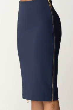 Elisabetta Franchi Gonna Midi a Tubo con ZipNAVY
