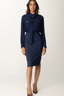 Elisabetta Franchi Gonna Midi a Tubo con ZipNAVY