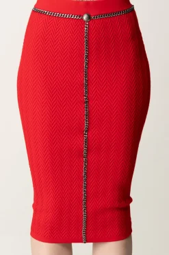Elisabetta Franchi Gonna a Tubino con CatenaRED PASSION
