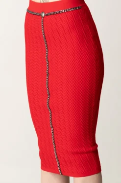 Elisabetta Franchi Gonna a Tubino con CatenaRED PASSION