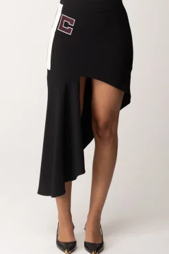 Elisabetta Franchi Gonna Midi AsimmetricaNERO/BURRO