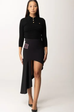 Elisabetta Franchi Gonna Midi AsimmetricaNERO/BURRO