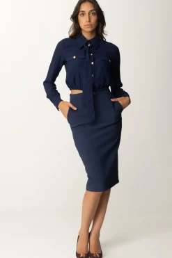 Elisabetta Franchi Gonna a Matita con MorsettoNAVY