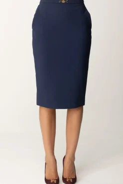 Elisabetta Franchi Gonna a Matita con MorsettoNAVY