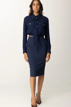 Elisabetta Franchi Gonna a Matita con MorsettoNAVY