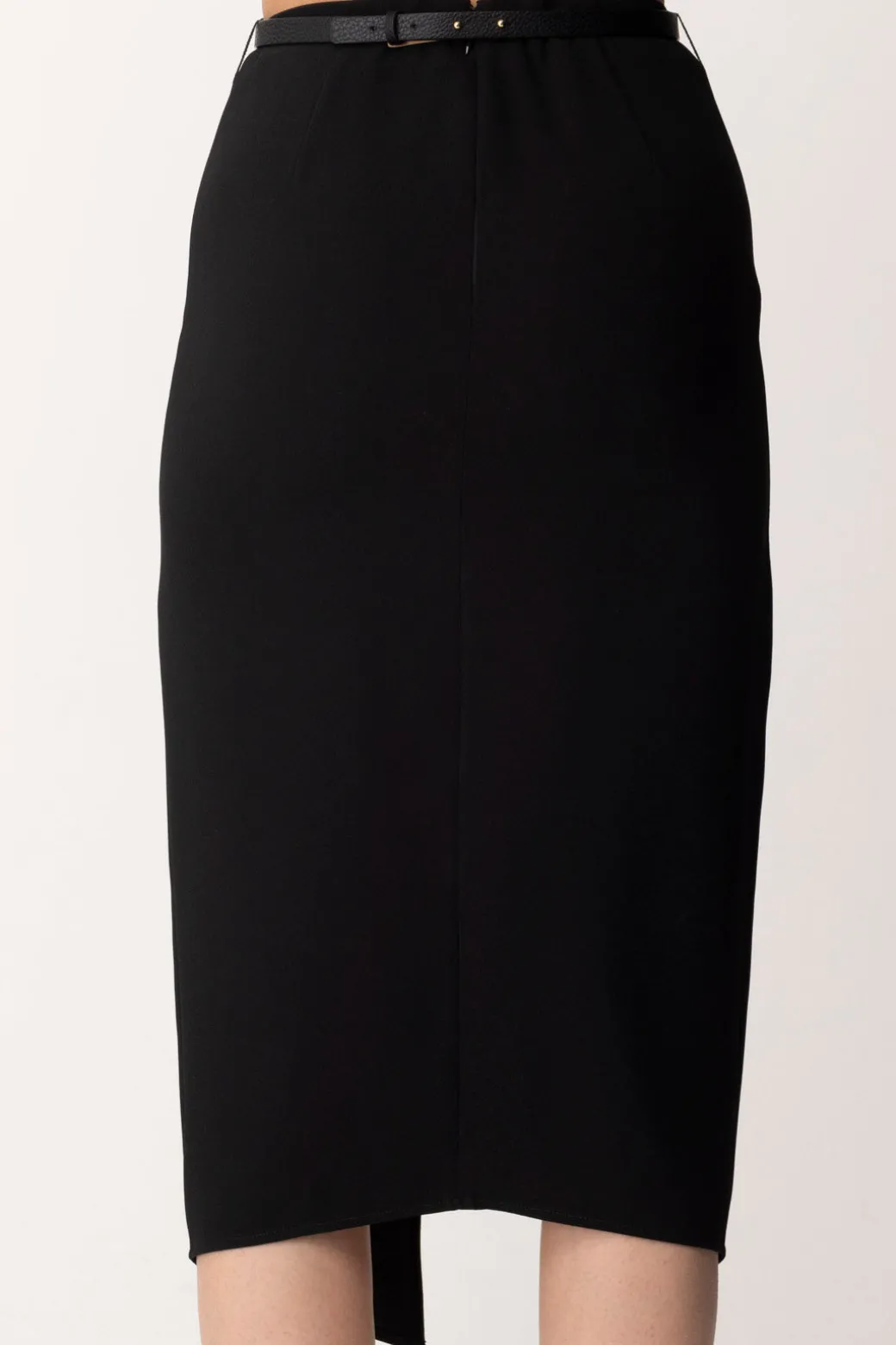 Elisabetta Franchi Gonna Midi con Spacco e CinturaNERO