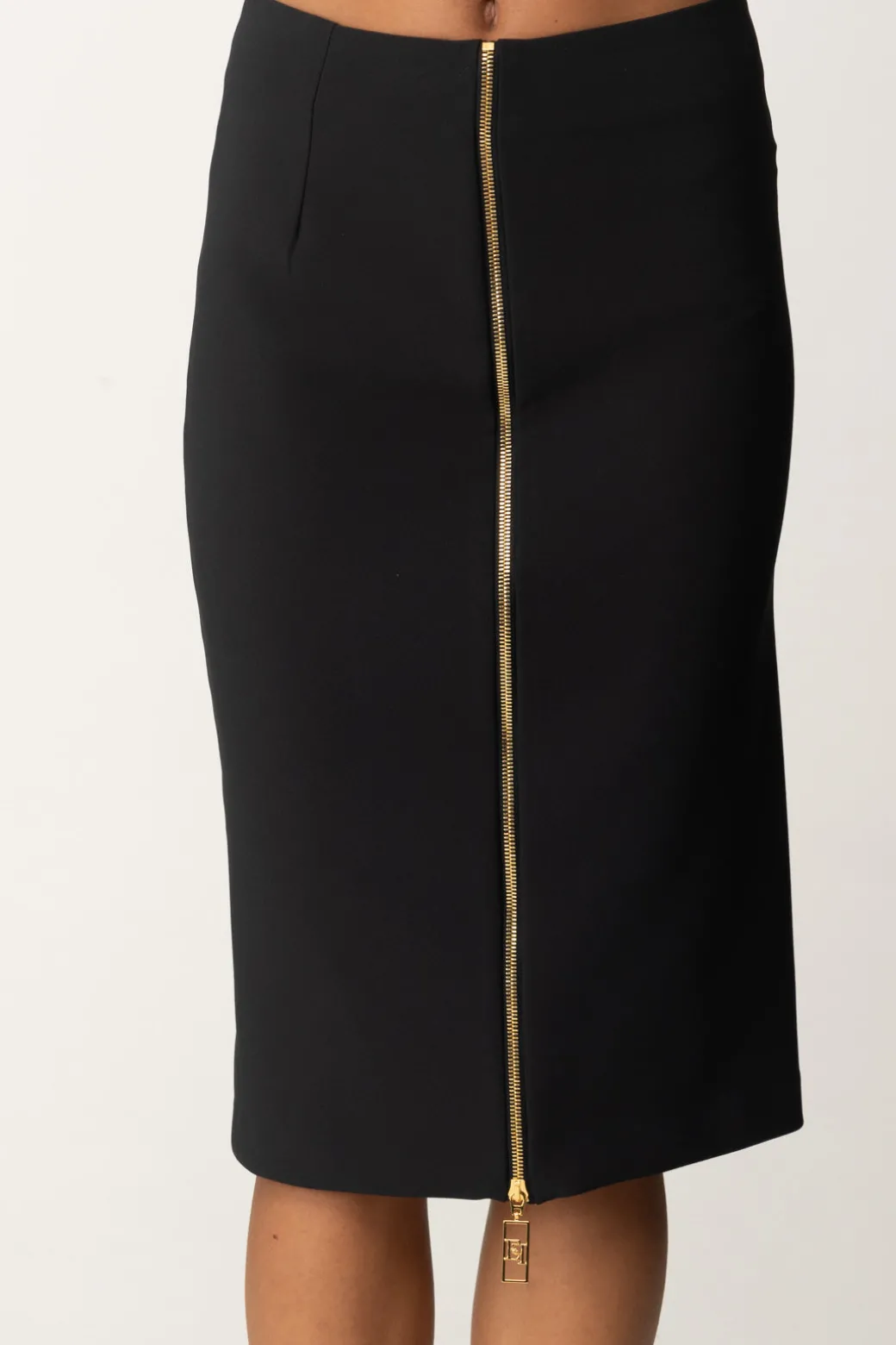 Elisabetta Franchi Gonna Midi a Tubo con ZipNERO