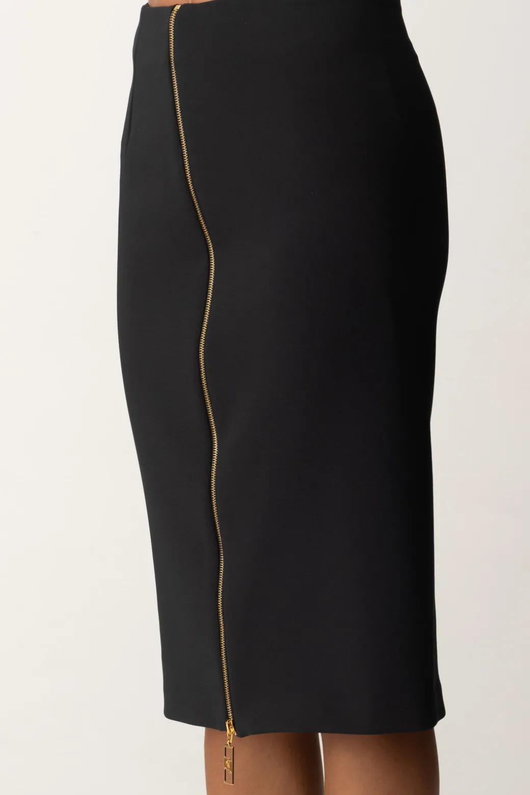 Elisabetta Franchi Gonna Midi a Tubo con ZipNERO