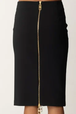 Elisabetta Franchi Gonna Midi a Tubo con ZipNERO