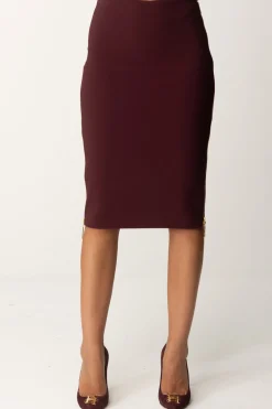 Elisabetta Franchi Gonna Midi a Tubo con ZipROUGE NOIR