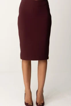 Elisabetta Franchi Gonna Midi a Tubo con ZipROUGE NOIR