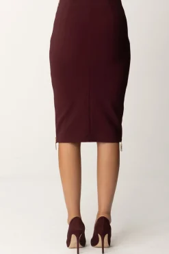 Elisabetta Franchi Gonna Midi a Tubo con ZipROUGE NOIR