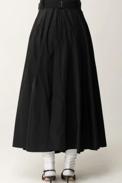 Elisabetta Franchi Gonna Longuette a Pieghe con CinturaNERO