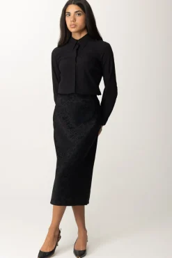 Elisabetta Franchi Gonna Midi In Crêpe JacquardNERO