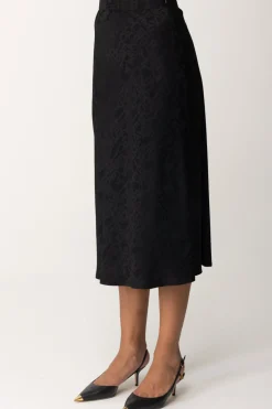 Elisabetta Franchi Gonna Midi In Crêpe JacquardNERO