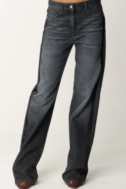 Elisabetta Franchi Jeans con Bande In RasoBLACK DENIM