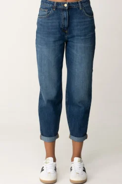 Elisabetta Franchi Jeans Boyfriend con Placca LogoBLUE DENIM
