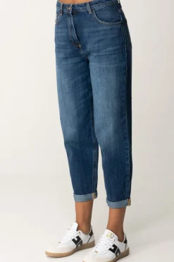 Elisabetta Franchi Jeans Boyfriend con Placca LogoBLUE DENIM