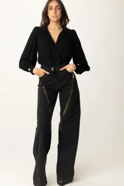 Elisabetta Franchi Jeans Palazzo con CerniereNERO