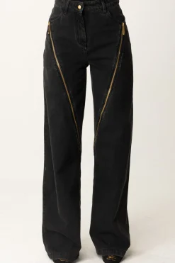 Elisabetta Franchi Jeans Palazzo con CerniereNERO