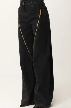 Elisabetta Franchi Jeans Palazzo con CerniereNERO