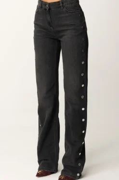 Elisabetta Franchi Jeans Dritti con BottoniBLACK DENIM