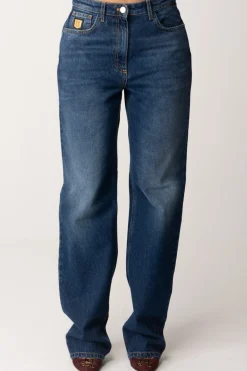Elisabetta Franchi Jeans Boyfriend con Placca OroBLUE DENIM
