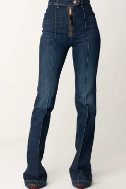 Elisabetta Franchi Jeans a Zampa con NervatureBLUE DENIM