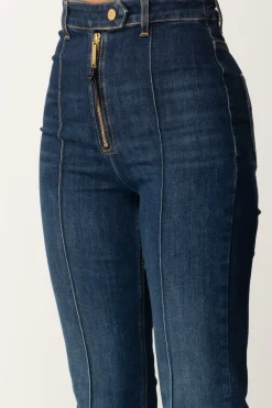 Elisabetta Franchi Jeans a Zampa con NervatureBLUE DENIM