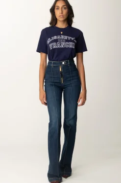 Elisabetta Franchi Jeans a Zampa con NervatureBLUE DENIM