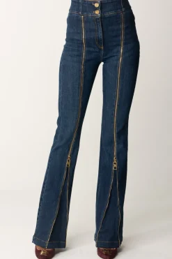 Elisabetta Franchi Jeans a Zampa In Cotone con ZipBLUE DENIM