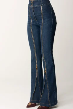 Elisabetta Franchi Jeans a Zampa In Cotone con ZipBLUE DENIM