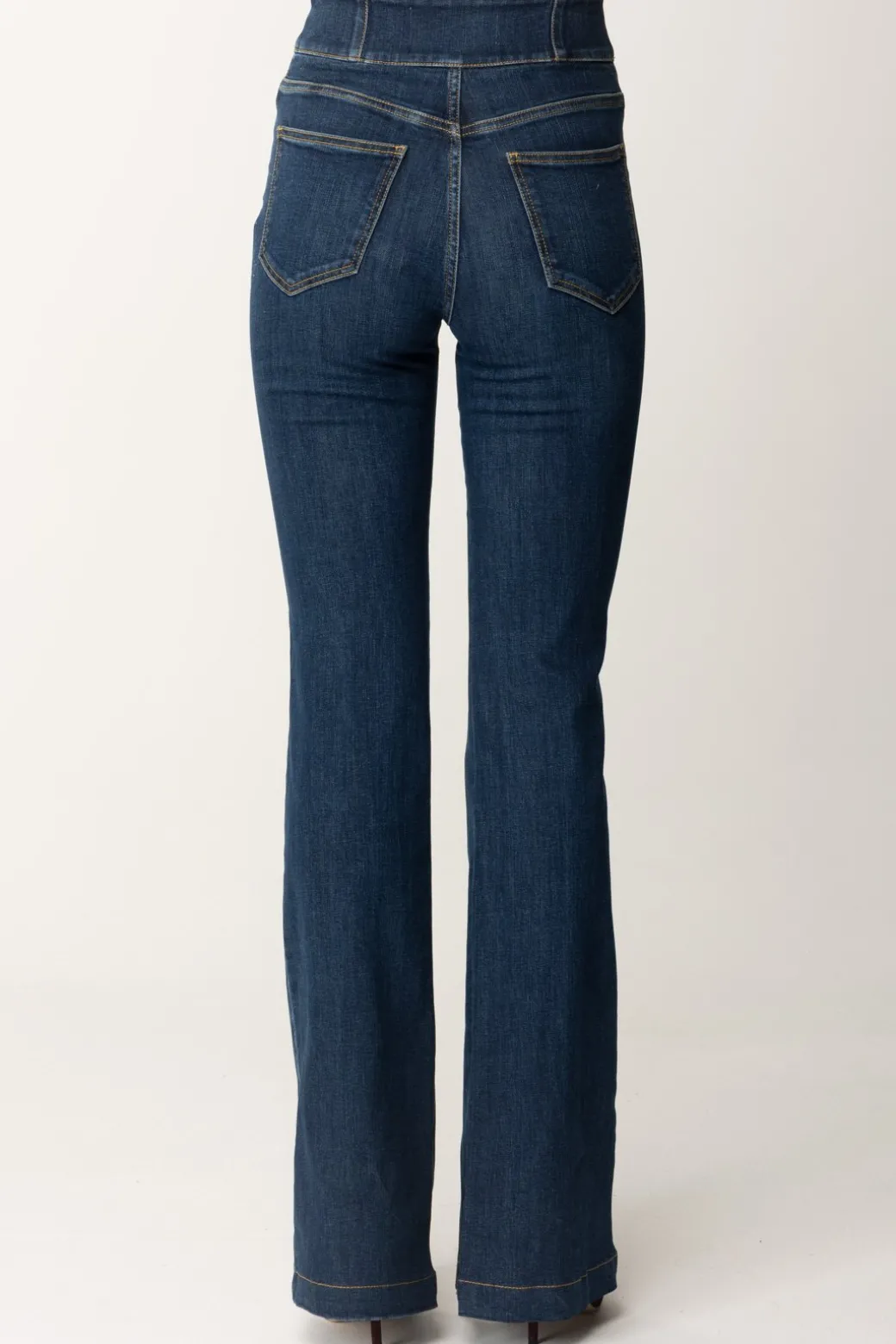 Elisabetta Franchi Jeans a Zampa In Cotone con ZipBLUE DENIM