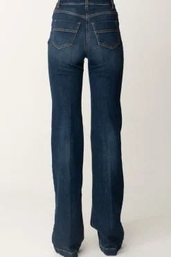 Elisabetta Franchi Jeans a Zampa con Bottoniera LateraleBLUE DENIM