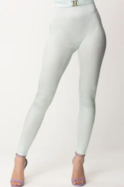 Elisabetta Franchi Leggings In Lycra con LogoACQUA