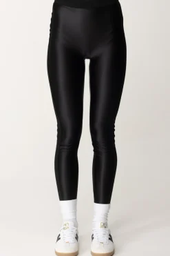 Elisabetta Franchi Leggings In Lycra con Bande LogateNERO