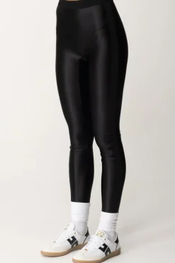 Elisabetta Franchi Leggings In Lycra con Bande LogateNERO