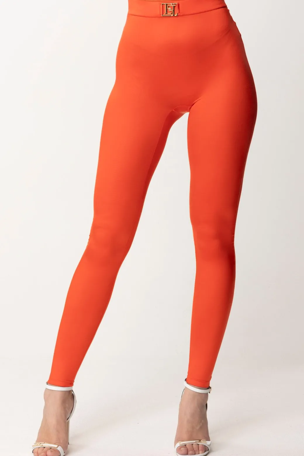 Elisabetta Franchi Leggings In Lycra con LogoCORALLO