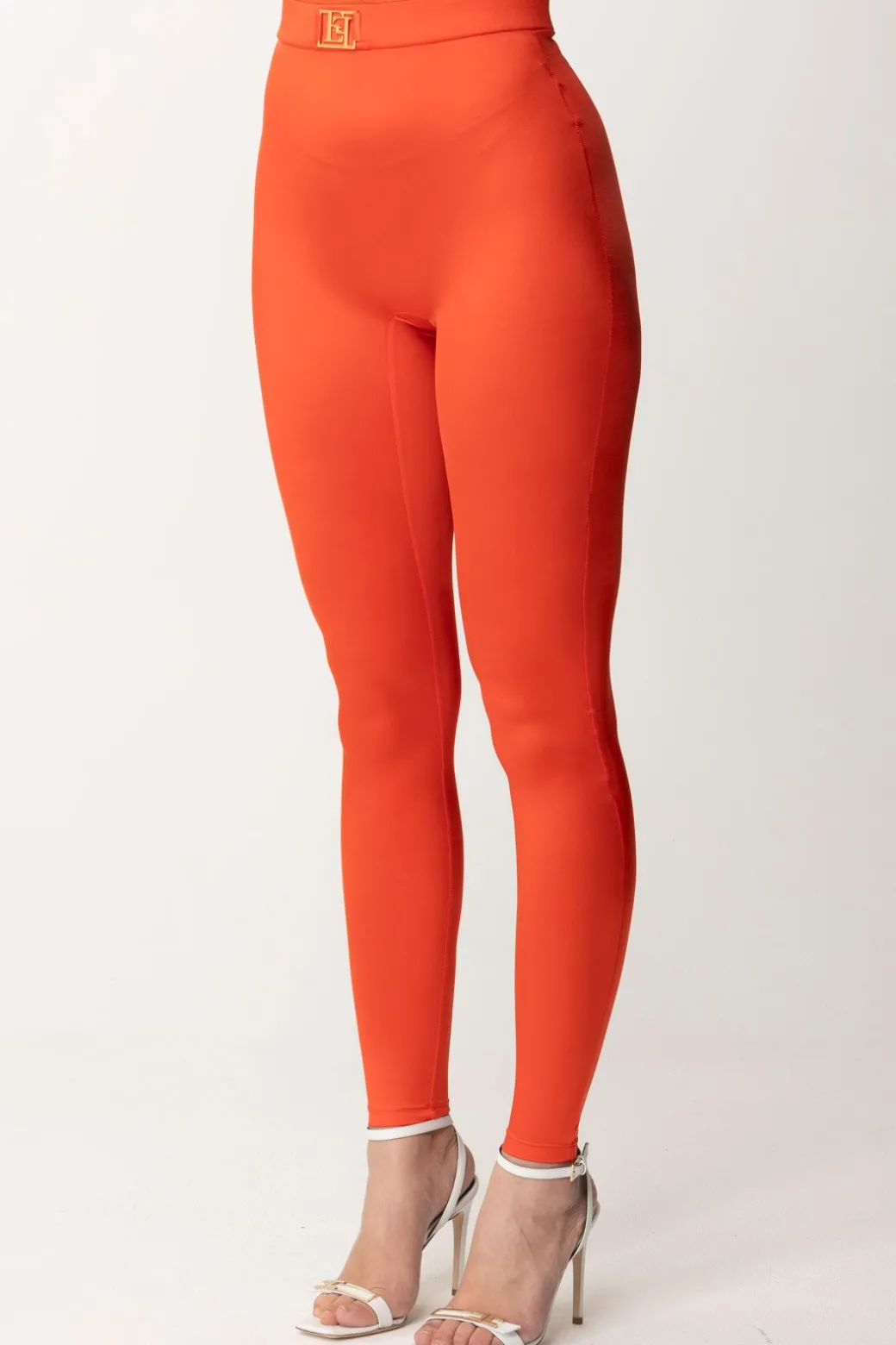 Elisabetta Franchi Leggings In Lycra con LogoCORALLO