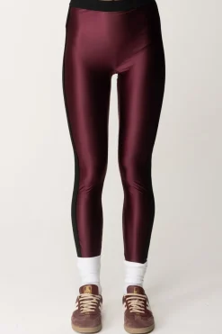 Elisabetta Franchi Leggings In Lycra con Bande LogateROUGE NOIR