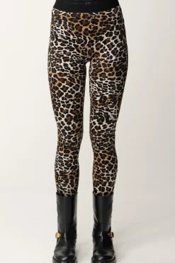 Elisabetta Franchi Leggings Animalier con Fascione LogatoANIMALIER